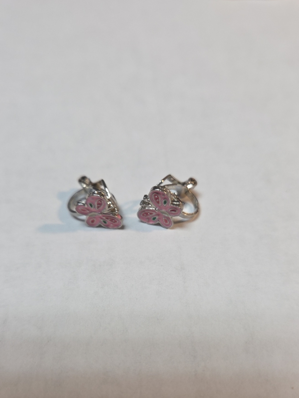 Pink Butterfly Clip-On Earrings
